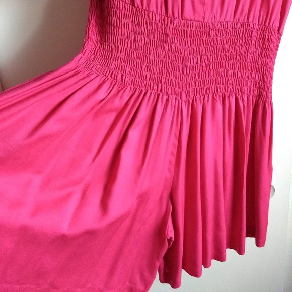 vintage 80s pink fuschia playsuit romper shortall jumpsuit - Picture 4 of 12